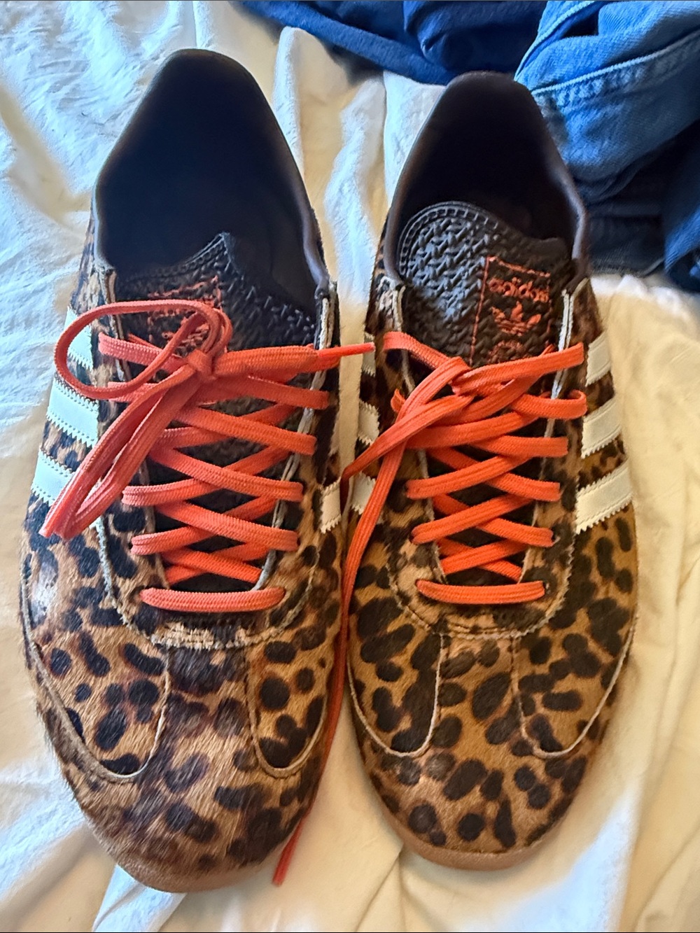 Women’s Leopard Print Runner Sneakers with Orange Laces